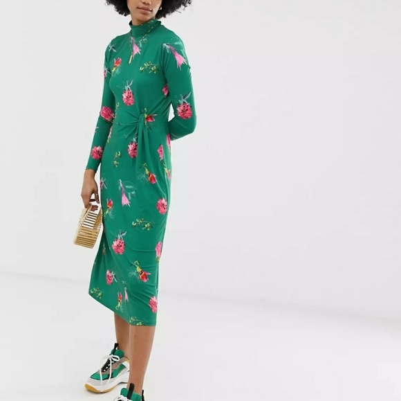 Warehouse Dresses & Skirts - NWT WAREHOUSE Midi Dress In Green Floral Size 12